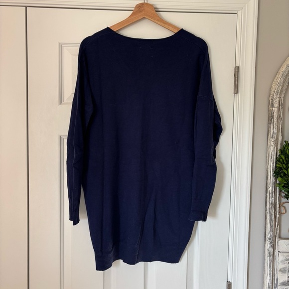 Ivy & Leo Dreamer Sweater Navy Blue Oversized V-Neck Tunic Sweater M/L #T1938 - Picture 2 of 6